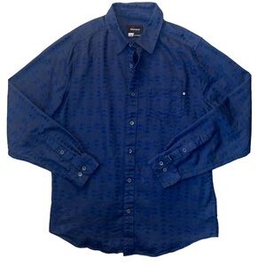 Marmot Geometric Button Down Mens Medium Blue
